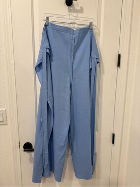 Wide-Leg Tie Waist Jumpsuit in Light Blue